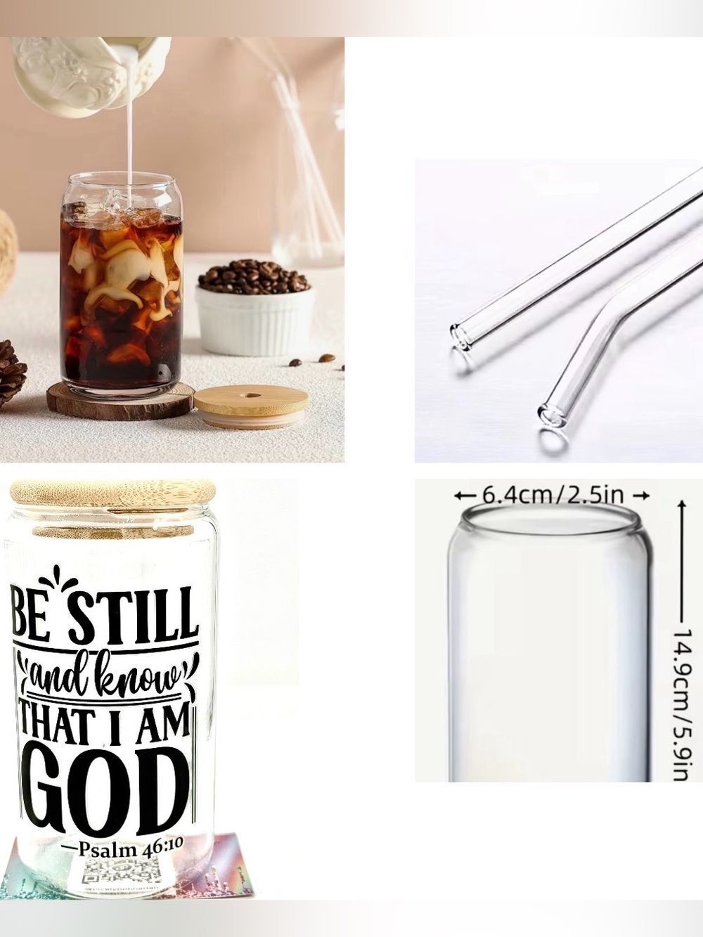 NWT BE STILL AND KNOW THAT I AM GOD…GLASS DRINK CONTAINER OTHER LISTINGS AVAIL